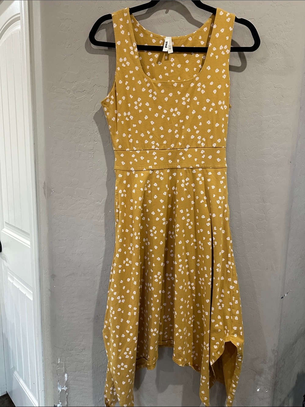 PACT Mustard Yellow Floral Midi Dress - Sleeveless organic cotton